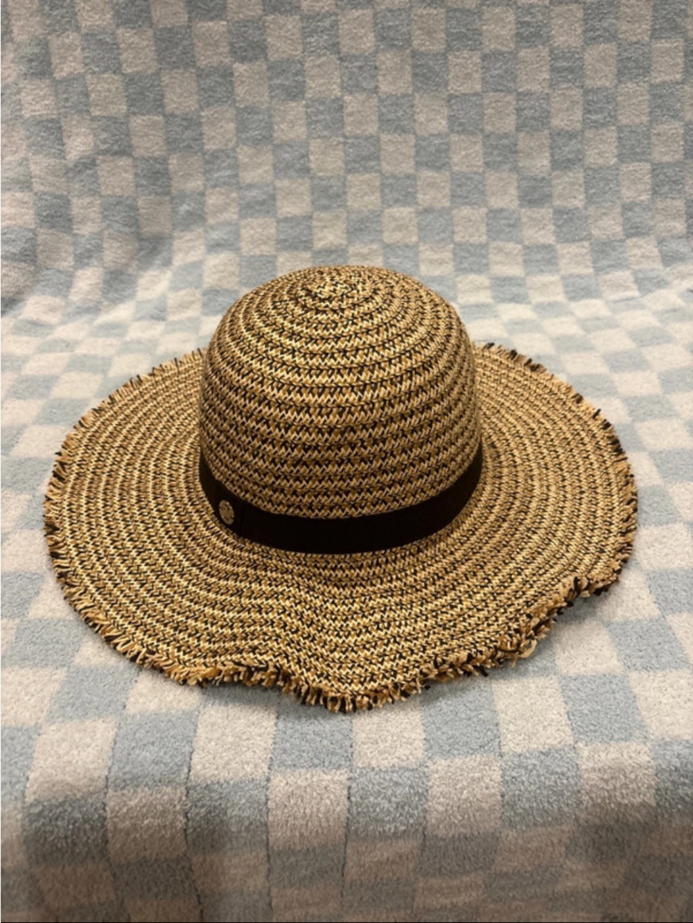 Steve Madden Two-Tone Straw Sun Hat with Black Band